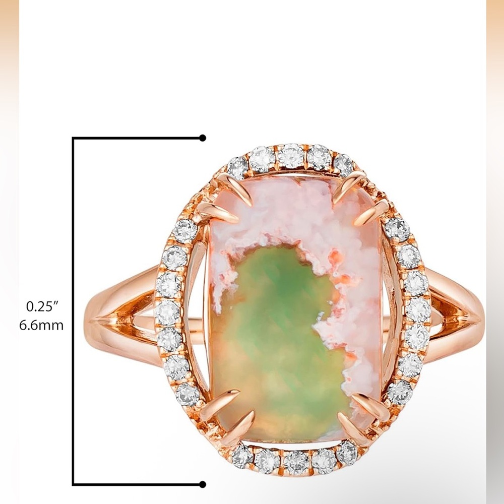 Beautiful 💜NWT ✨LeVian Rose Gold Ring with Green and Pink Stone sz 7 - Picture 8 of 11